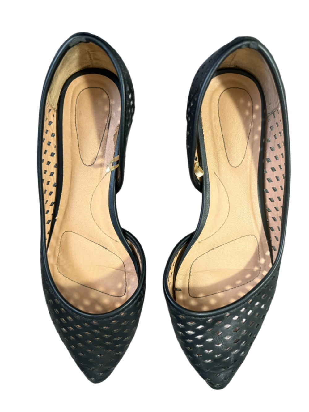 Lane Bryant Black Pointed Toe Perforated Flats